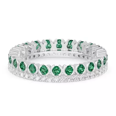 Emerald & Diamond XO Eternity Ring
