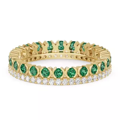Emerald & Lab Diamond XO Eternity Ring