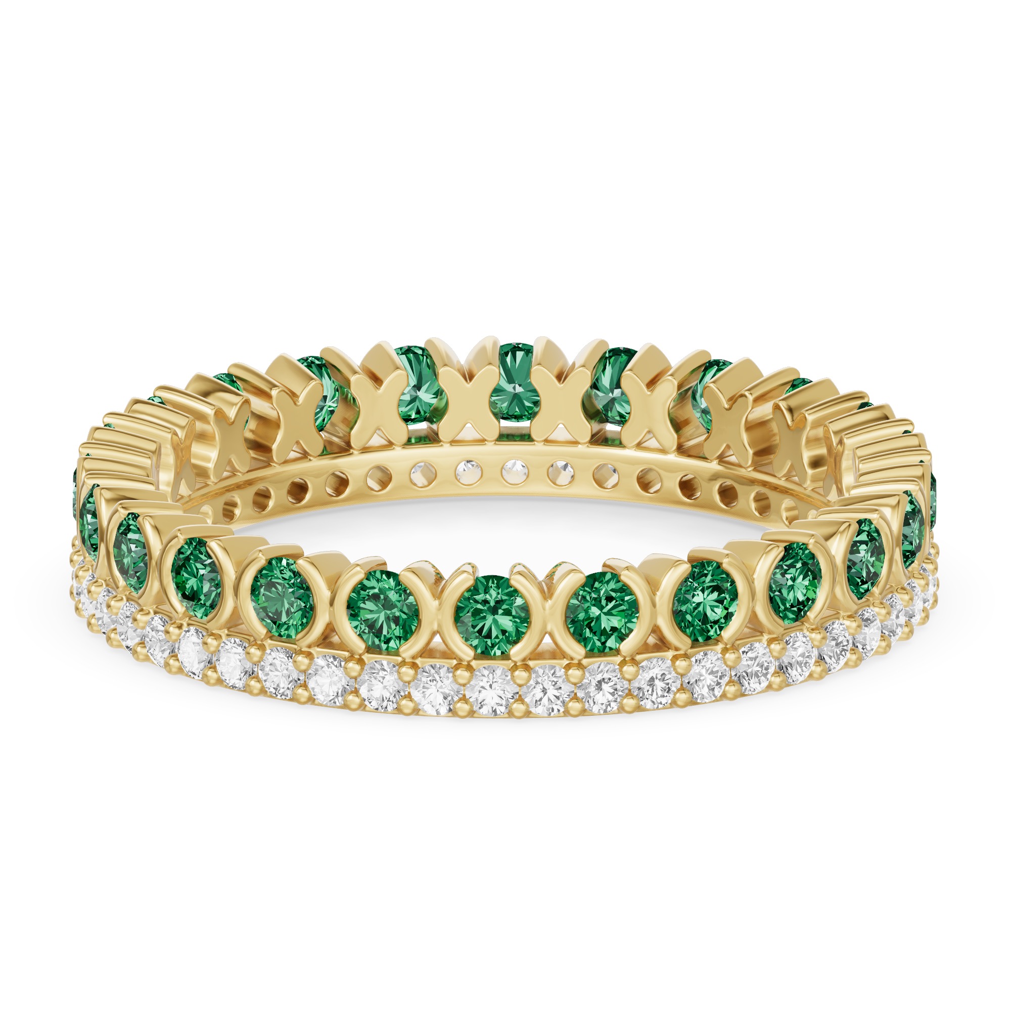 Emerald & Diamond XO Eternity Ring