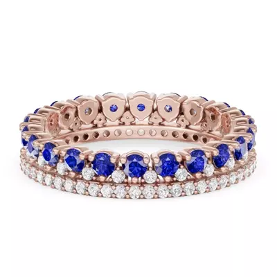 Sapphire & Diamond Double Row Eternity Ring