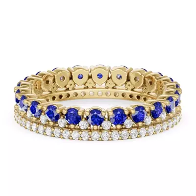 Sapphire & Diamond Double Row Eternity Ring
