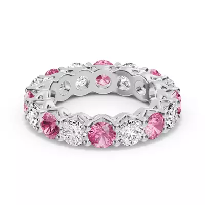 Unity Prong Pink Sapphire & Lab Diamond Eternity Band (4.80 ct. tw.)