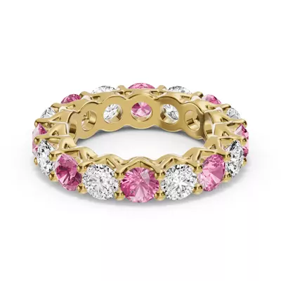 Unity Prong Pink Sapphire & Lab Diamond Eternity Band (4.80 ct. tw.)