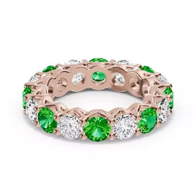 Unity Prong Tsavorite & Lab Diamond Eternity Band (4.80 ct. tw.)