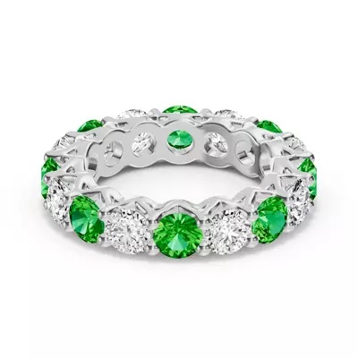 Unity Prong Tsavorite & Lab Diamond Eternity Band (4.80 ct. tw.)