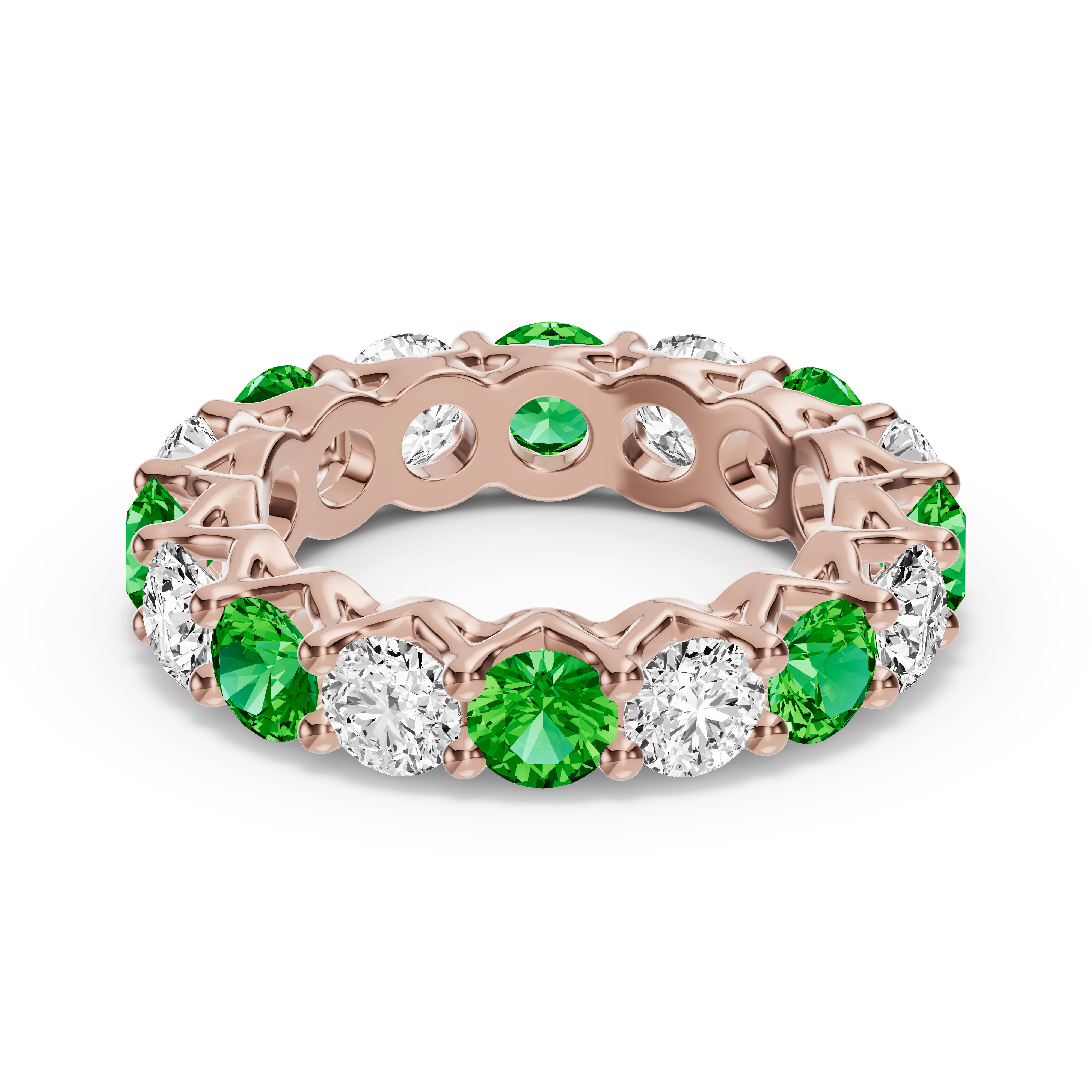 Unity Prong Tsavorite & Lab Diamond Eternity Band (4.80 ct. tw.)