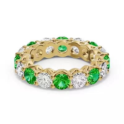 Unity Prong Tsavorite & Lab Diamond Eternity Band (4.80 ct. tw.)