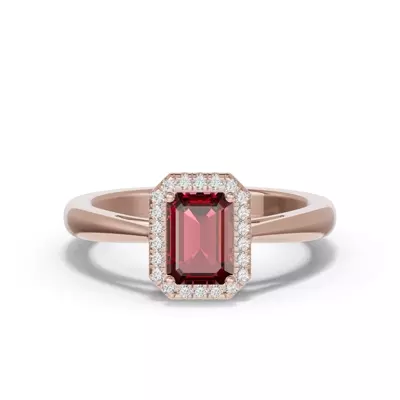 Emerald Garnet Lab Diamond Halo Ring