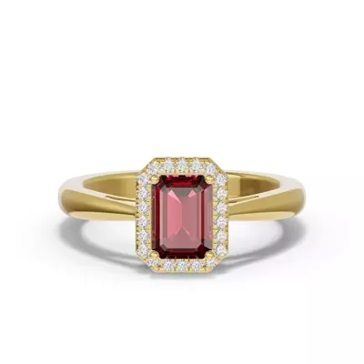 Emerald Garnet Lab Diamond Halo Ring