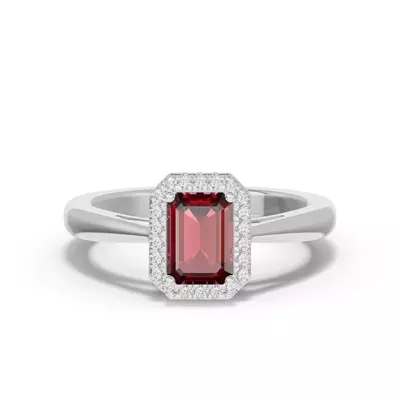 Emerald Garnet Lab Diamond Halo Ring