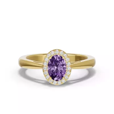 Oval Amethyst Lab Diamond Halo Ring