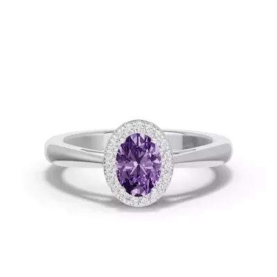 Oval Amethyst Lab Diamond Halo Ring