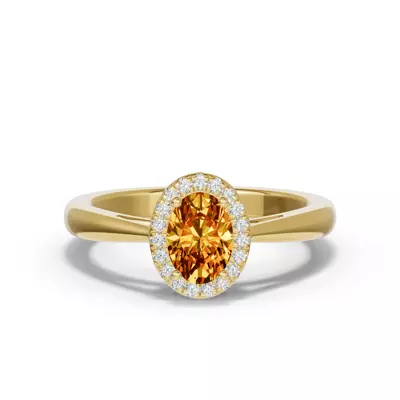 Oval Citrine Lab Diamond Halo Ring