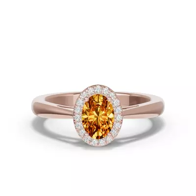 Oval Citrine Lab Diamond Halo Ring