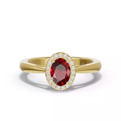 Oval Garnet Lab Diamond Halo Ring