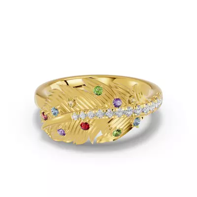 Feather Drift Diamond & Gemstone Ring