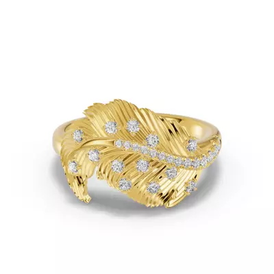 Feather Sway Diamond Ring