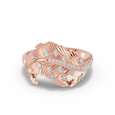 Feather Sway Diamond Ring