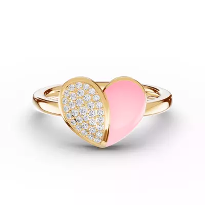 Amara Pink Ceramic Pavé Heart Ring