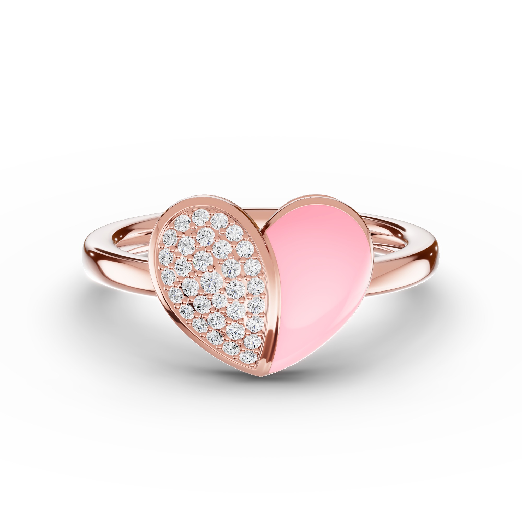 Amara Pink Ceramic Pavé Heart Ring