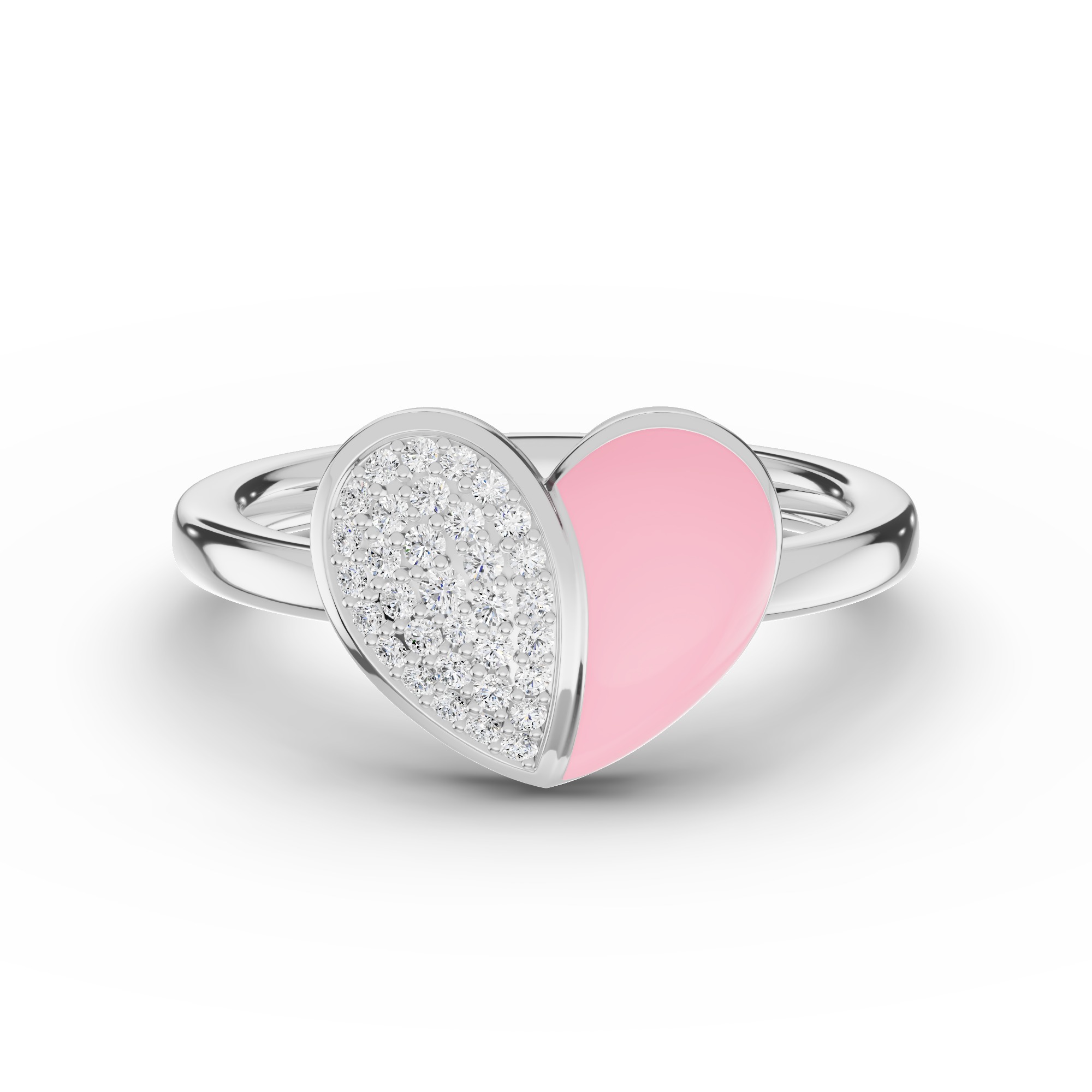 Amara Pink Ceramic Pavé Heart Ring