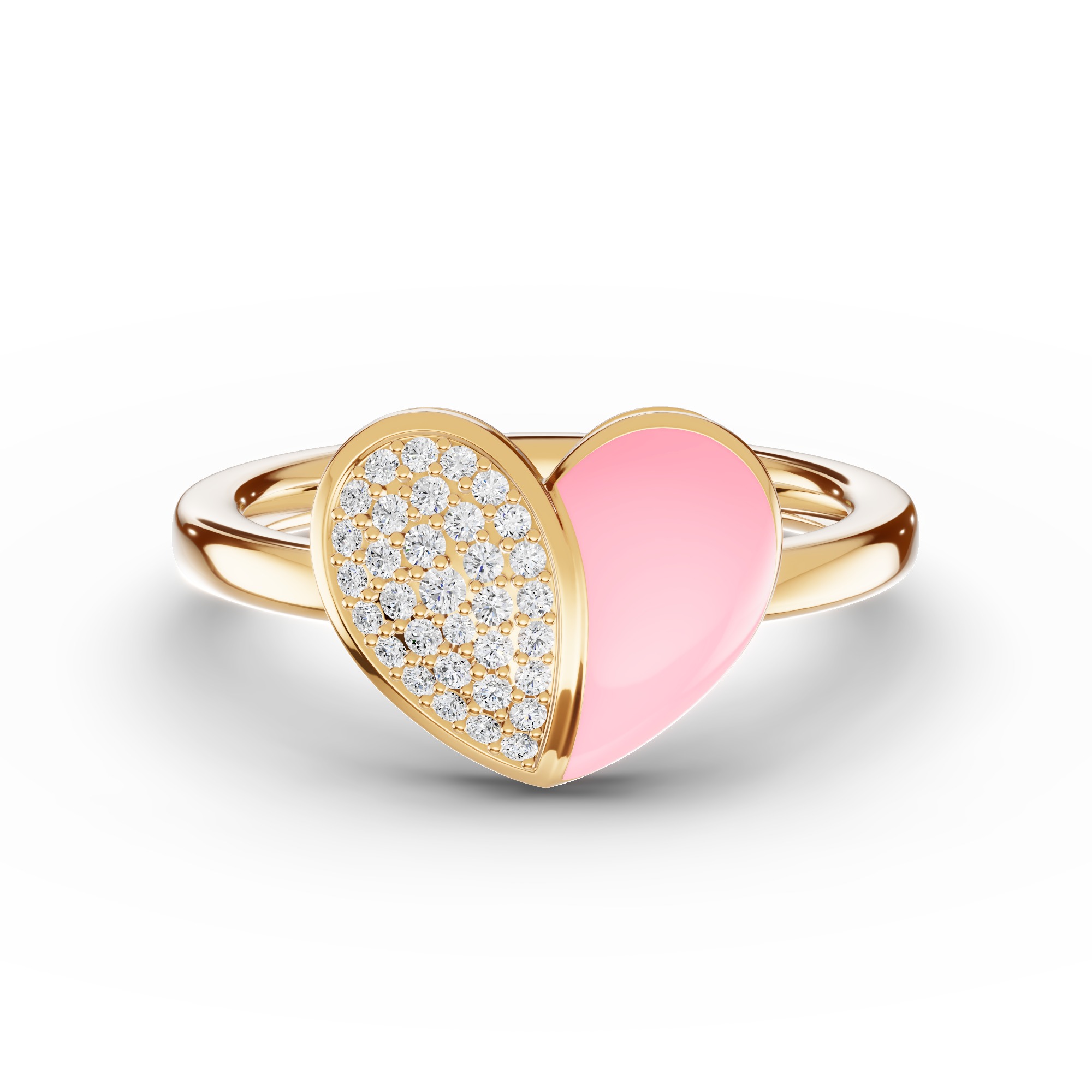 Amara Pink Ceramic Lab Pavé Heart Ring