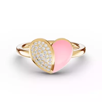 Amara Pink Ceramic Pavé Heart Ring