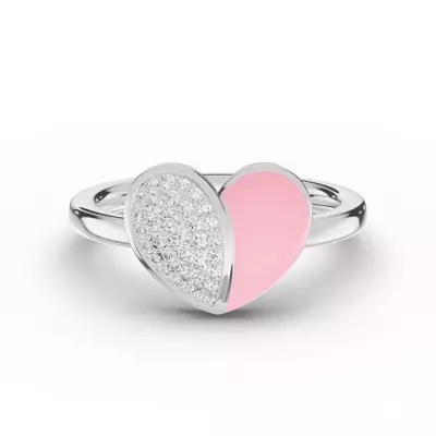 Amara Pink Ceramic Pavé Heart Ring