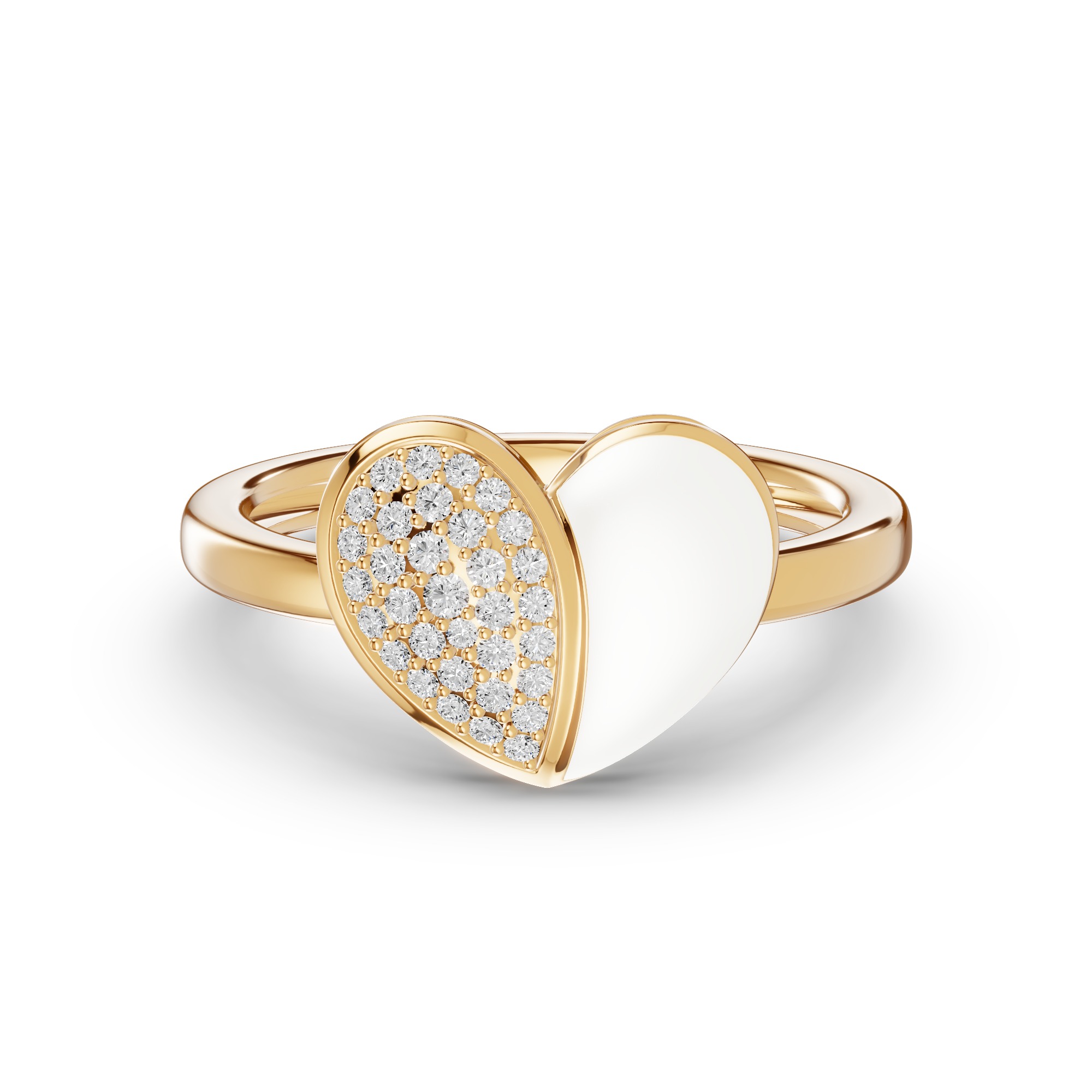 Amara White Ceramic Pavé Heart Ring