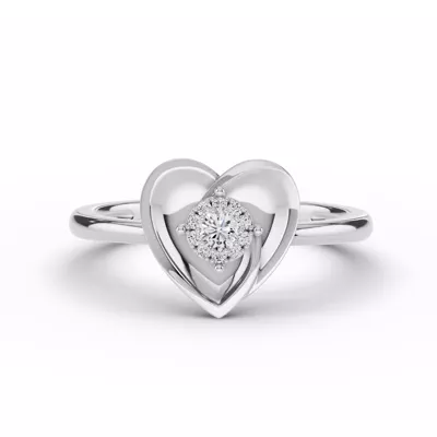 Spira Lab Pavé Halo Heart Silver Ring