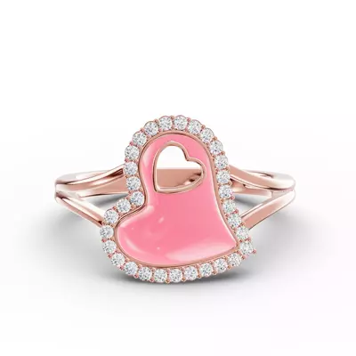 Cherish Pink Pavé Heart Ring