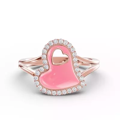 Cherish Pink Pavé Heart Ring