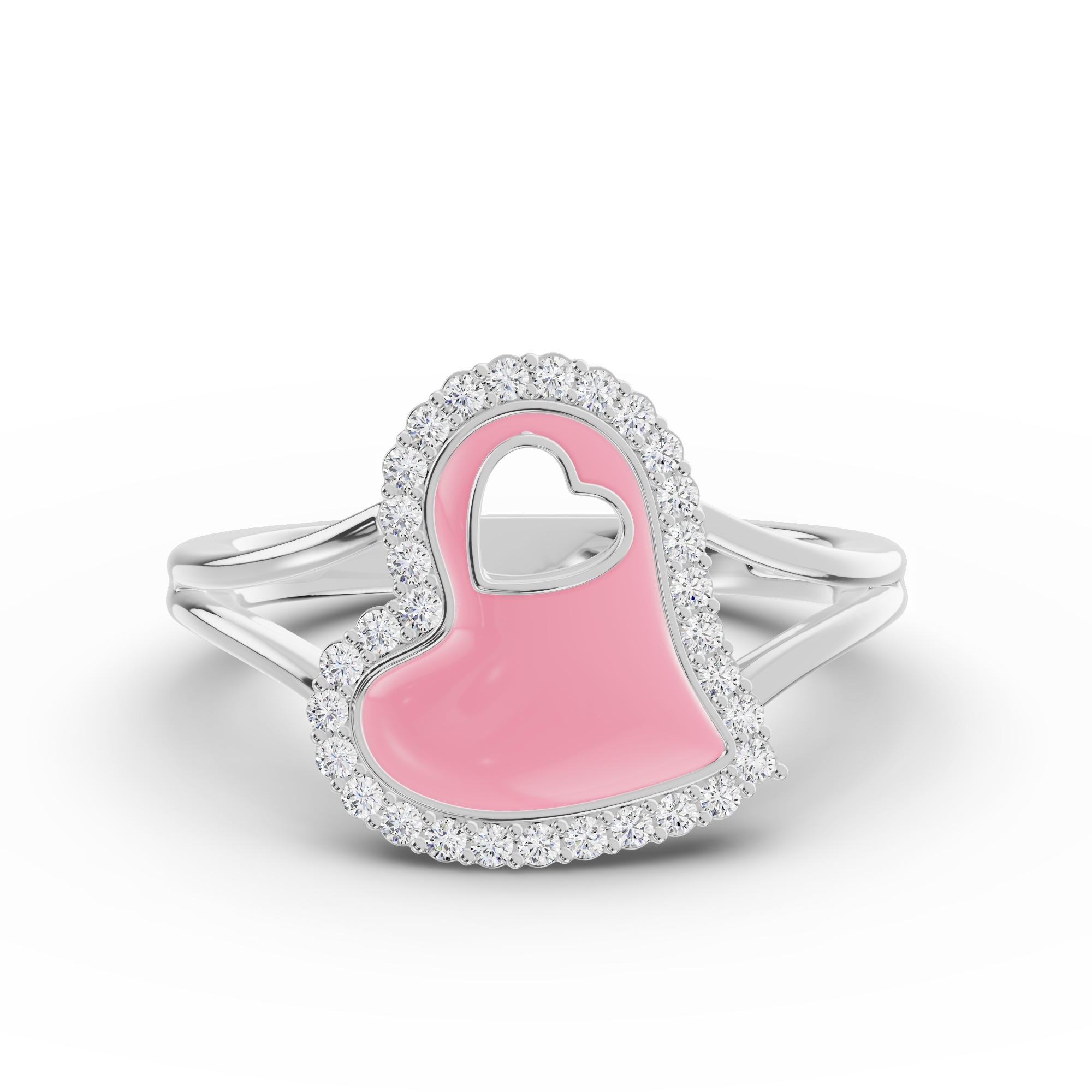 Cherish Pink Lab Pavé Heart Ring