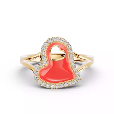 Cherish Red Pavé Heart Ring