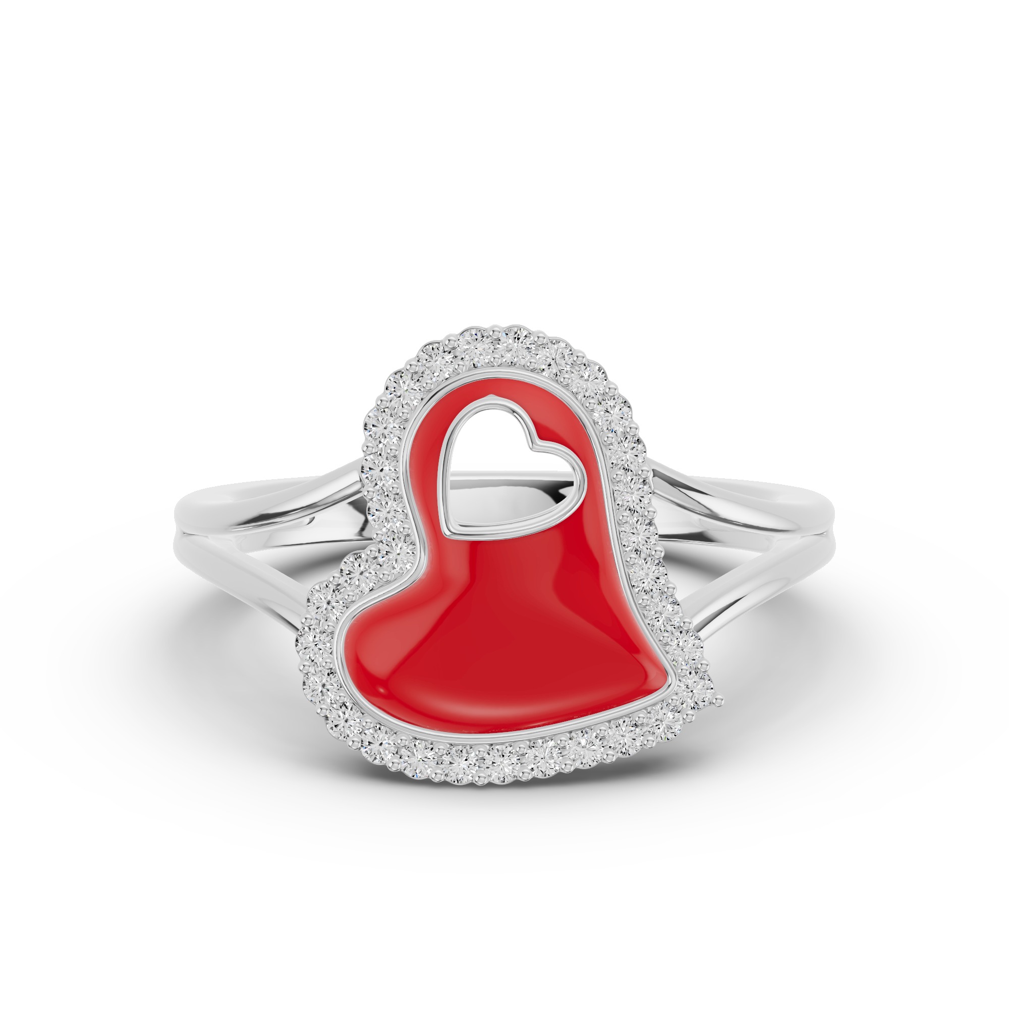 Cherish Red Pavé Heart Ring