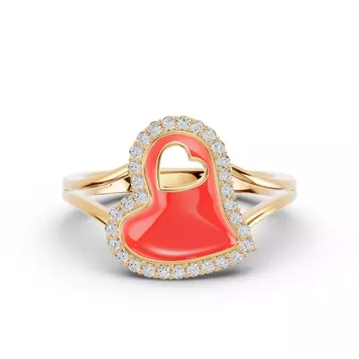 Cherish Red Pavé Heart Ring
