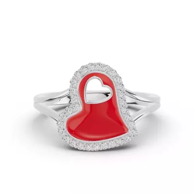 Cherish Red Lab Pavé Heart Ring