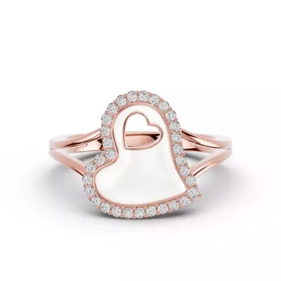 Cherish White Lab Pavé Heart Ring