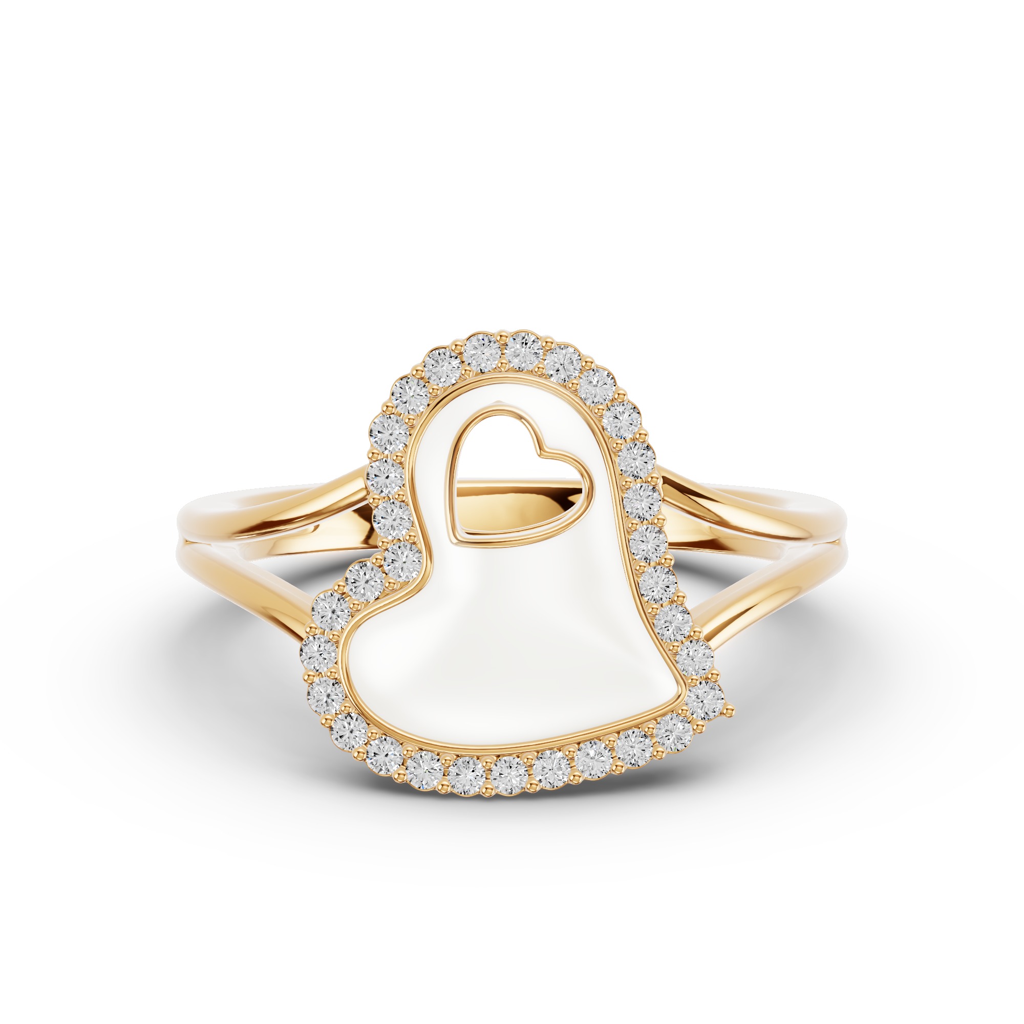 Cherish White Pavé Heart Ring