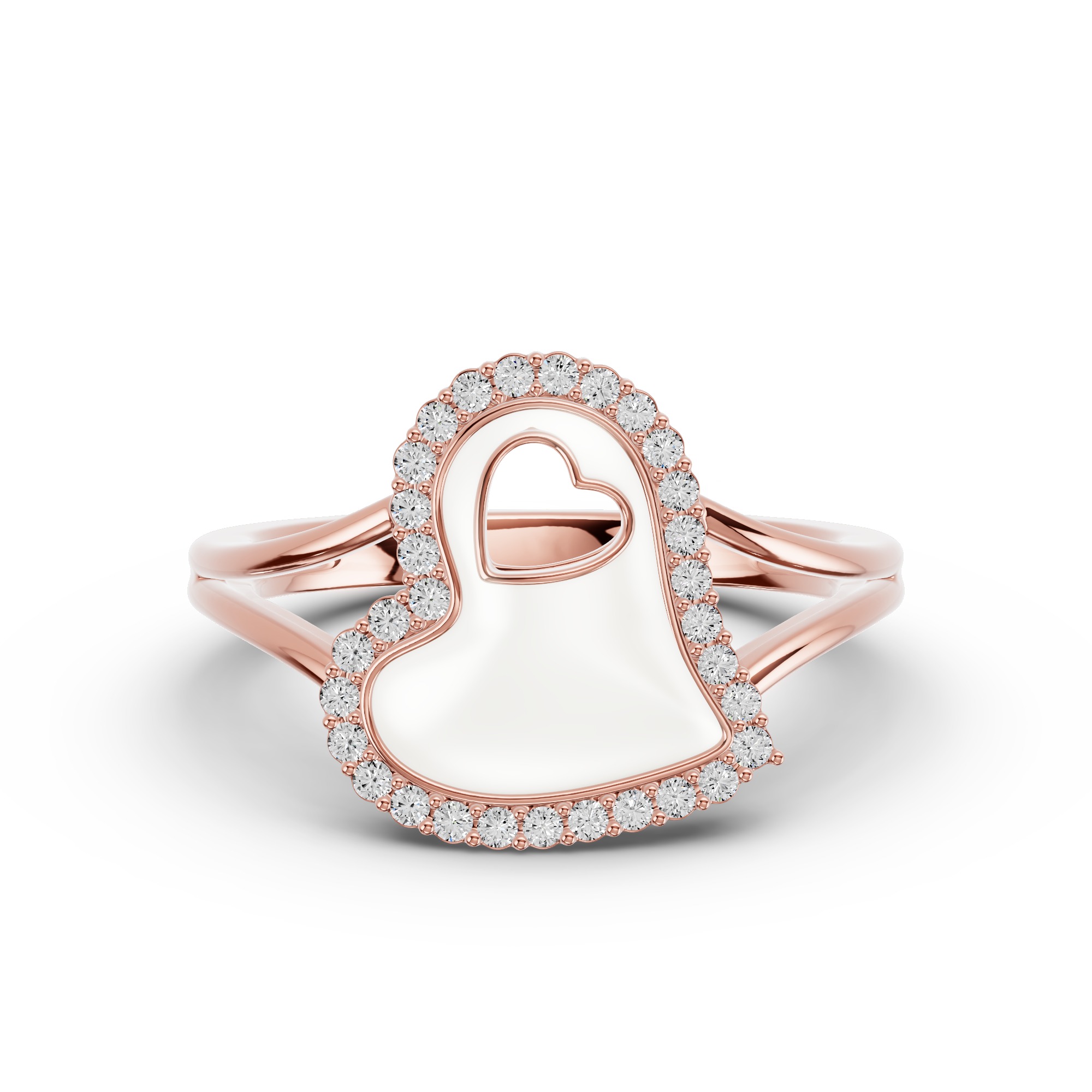 Cherish White Lab Pavé Heart Ring