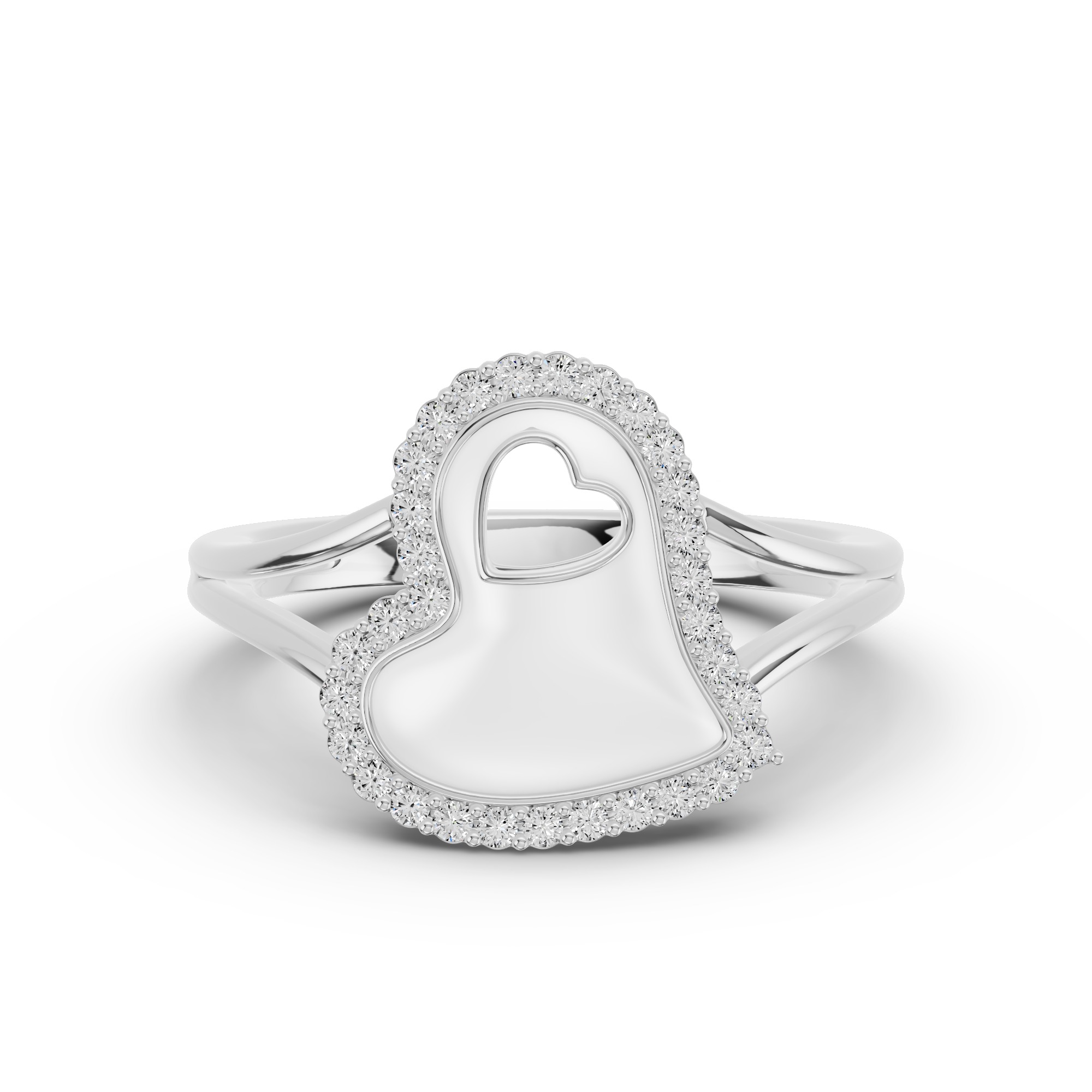 Cherish White Pavé Heart Ring