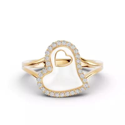 Cherish White Lab Pavé Heart Ring