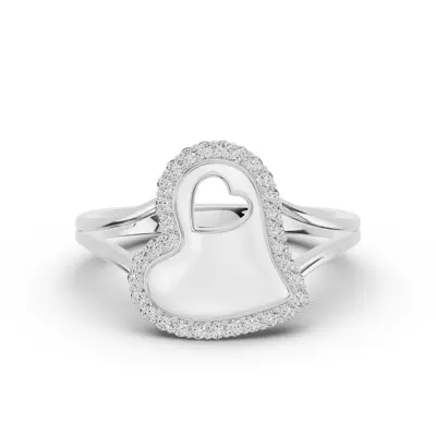 Cherish White Lab Pavé Heart Ring