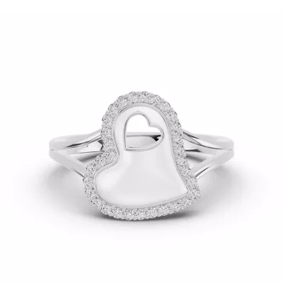 Cherish White Pavé Heart Silver Ring