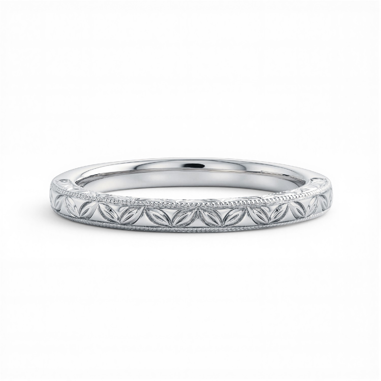 Petal Engraved Milgrain Band