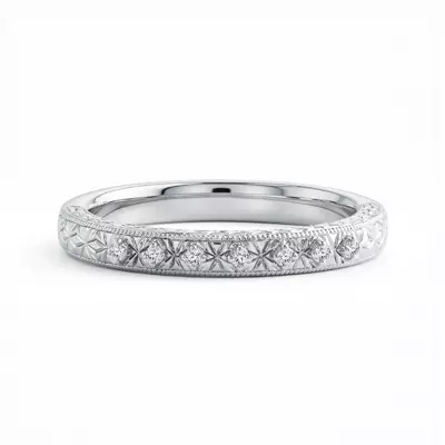 Isadora Engraved Milgrain Pavé Band