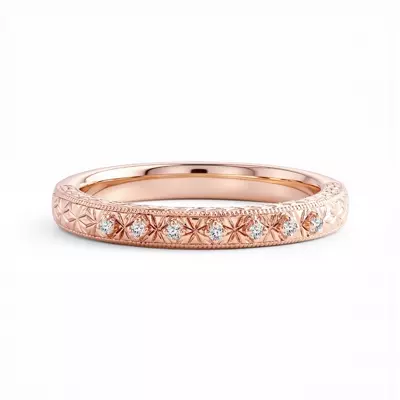 Isadora Engraved Milgrain Pavé Band