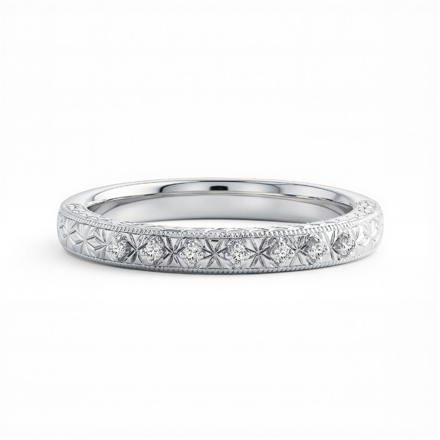 Isadora Engraved Milgrain Pavé Band