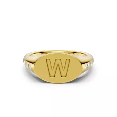 Initial Signet Lab Diamond Accent Ring - W