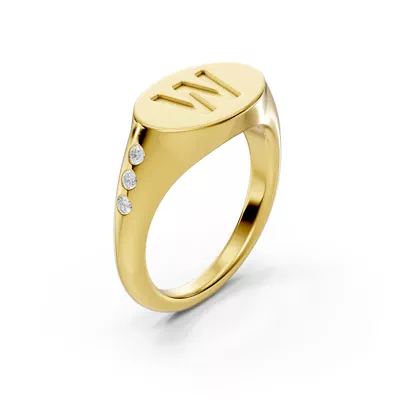 Initial Signet Lab Diamond Accent Ring - W